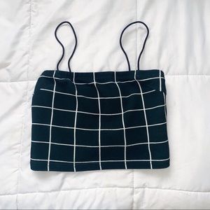 Grid Print Crop Cami Top